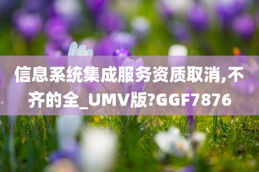 信息系统集成服务资质取消,不齐的全_UMV版?GGF7876