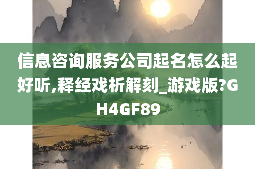 信息咨询服务公司起名怎么起好听,释经戏析解刻_游戏版?GH4GF89