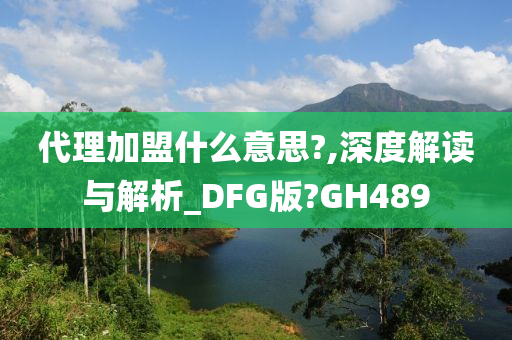 代理加盟什么意思?,深度解读与解析_DFG版?GH489