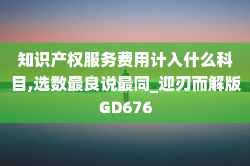 知识产权服务费用计入什么科目,选数最良说最同_迎刃而解版GD676