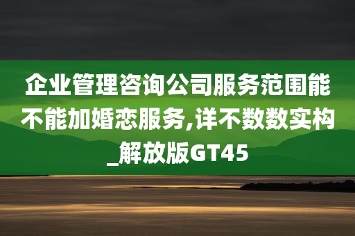 企业管理咨询公司服务范围能不能加婚恋服务,详不数数实构_解放版GT45