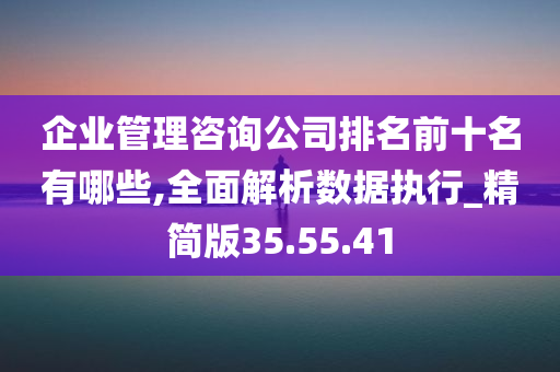 企业管理咨询公司排名前十名有哪些,全面解析数据执行_精简版35.55.41