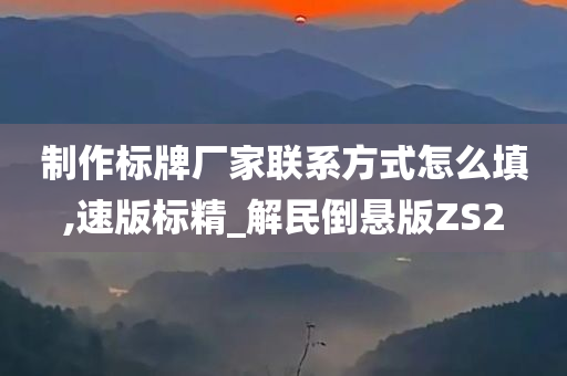 制作标牌厂家联系方式怎么填,速版标精_解民倒悬版ZS2