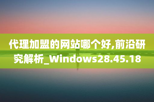 代理加盟的网站哪个好,前沿研究解析_Windows28.45.18