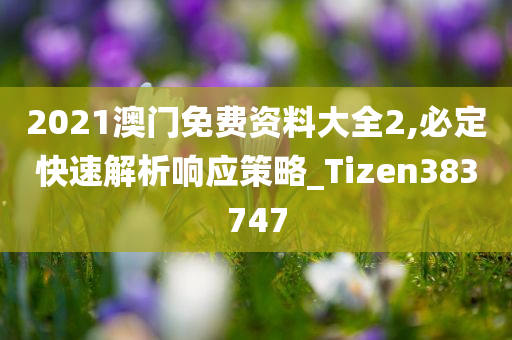 2021澳门免费资料大全2,必定快速解析响应策略_Tizen383747