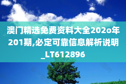 澳门精选免费资料大全202o年201期,必定可靠信息解析说明_LT612896