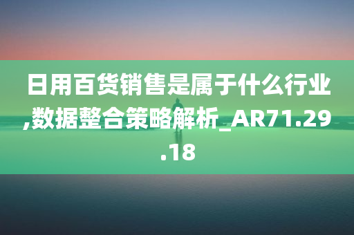 日用百货销售是属于什么行业,数据整合策略解析_AR71.29.18