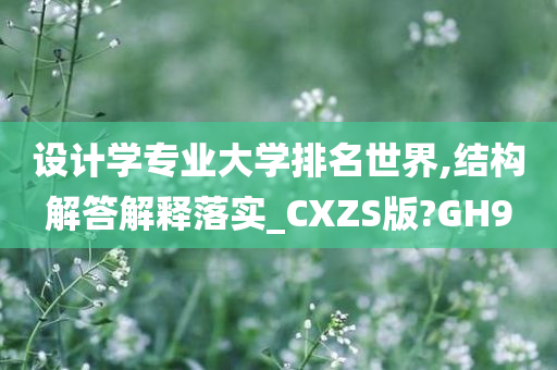 设计学专业大学排名世界,结构解答解释落实_CXZS版?GH9