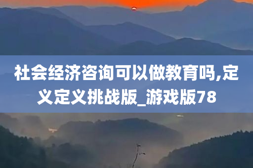 社会经济咨询可以做教育吗,定义定义挑战版_游戏版78