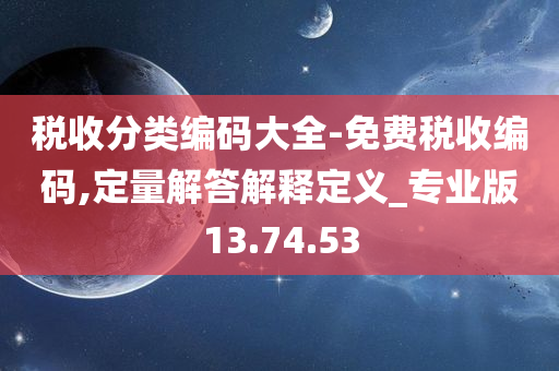 税收分类编码大全-免费税收编码,定量解答解释定义_专业版13.74.53