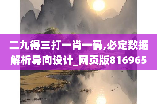 二九得三打一肖一码,必定数据解析导向设计_网页版816965