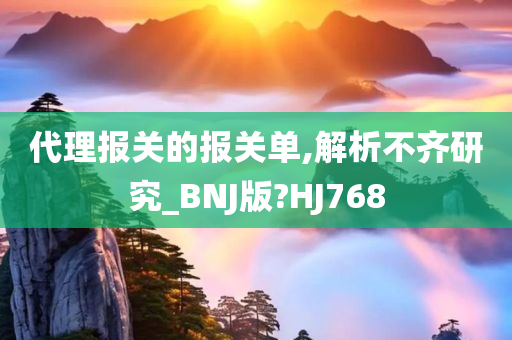 代理报关的报关单,解析不齐研究_BNJ版?HJ768