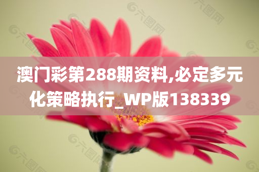 澳门彩第288期资料,必定多元化策略执行_WP版138339