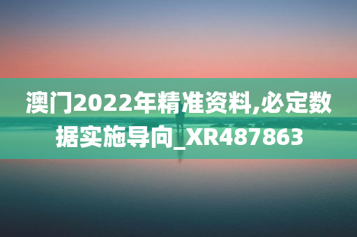 澳门2022年精准资料,必定数据实施导向_XR487863