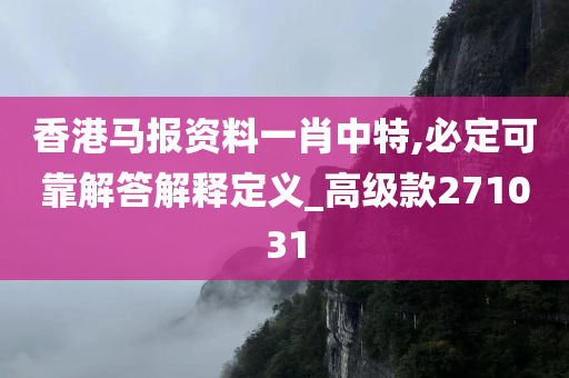 香港马报资料一肖中特,必定可靠解答解释定义_高级款271031