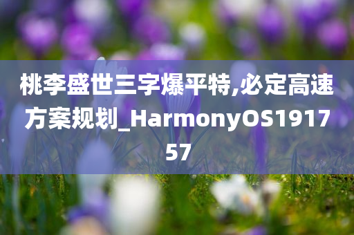 桃李盛世三字爆平特,必定高速方案规划_HarmonyOS191757