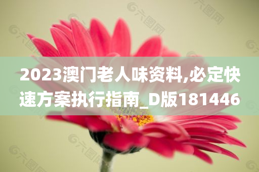 2023澳门老人味资料,必定快速方案执行指南_D版181446