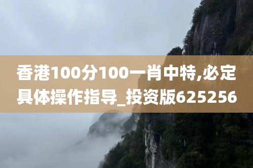 香港100分100一肖中特,必定具体操作指导_投资版625256