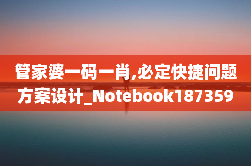 管家婆一码一肖,必定快捷问题方案设计_Notebook187359