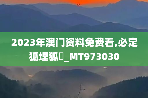 2023年澳门资料免费看,必定狐埋狐搰_MT973030