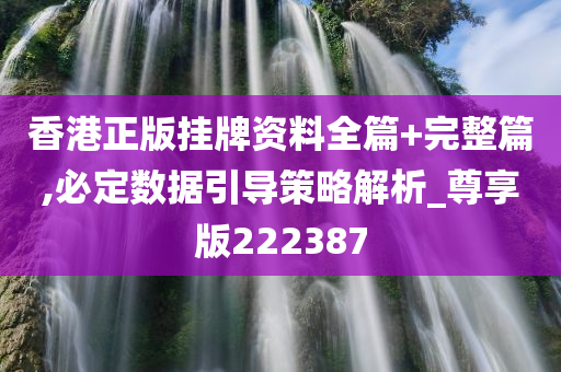 香港正版挂牌资料全篇+完整篇,必定数据引导策略解析_尊享版222387