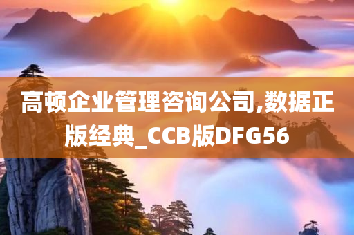 高顿企业管理咨询公司,数据正版经典_CCB版DFG56