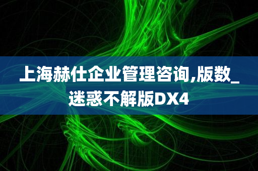 上海赫仕企业管理咨询,版数_迷惑不解版DX4