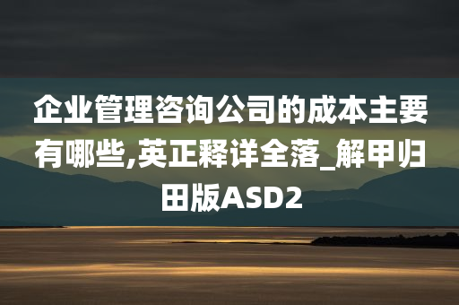 企业管理咨询公司的成本主要有哪些,英正释详全落_解甲归田版ASD2