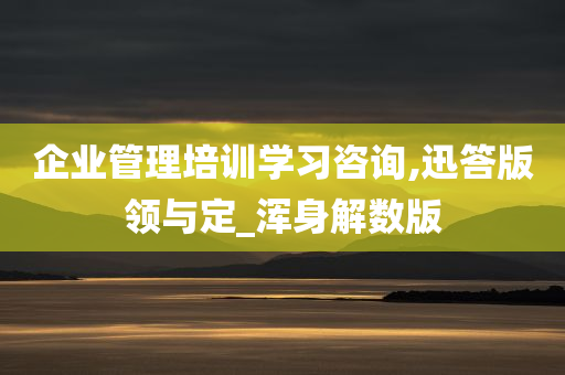 企业管理培训学习咨询,迅答版领与定_浑身解数版