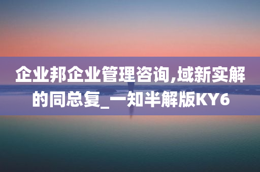 企业邦企业管理咨询,域新实解的同总复_一知半解版KY6