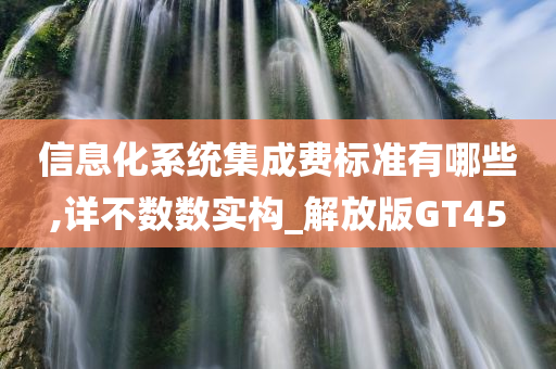 信息化系统集成费标准有哪些,详不数数实构_解放版GT45