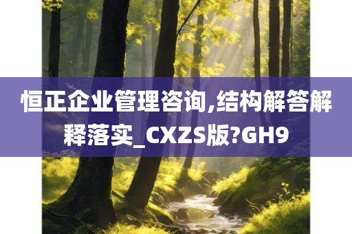 恒正企业管理咨询,结构解答解释落实_CXZS版?GH9