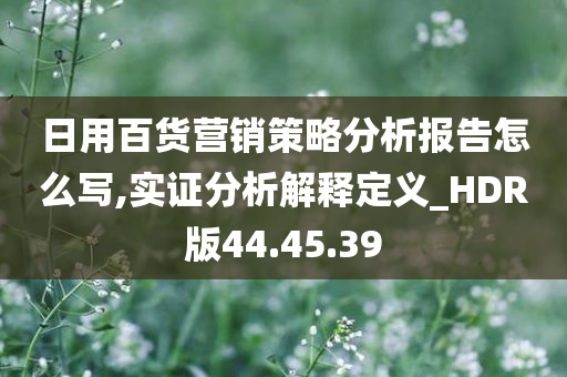 日用百货营销策略分析报告怎么写,实证分析解释定义_HDR版44.45.39