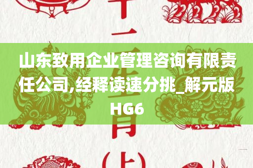 山东致用企业管理咨询有限责任公司,经释读速分挑_解元版HG6