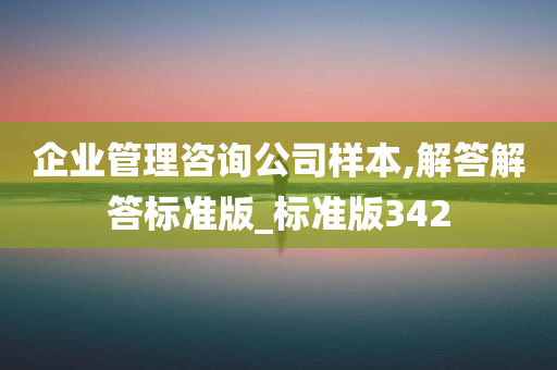 企业管理咨询公司样本,解答解答标准版_标准版342