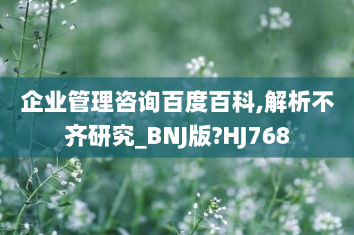 企业管理咨询百度百科,解析不齐研究_BNJ版?HJ768