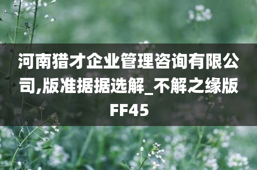 河南猎才企业管理咨询有限公司,版准据据选解_不解之缘版FF45