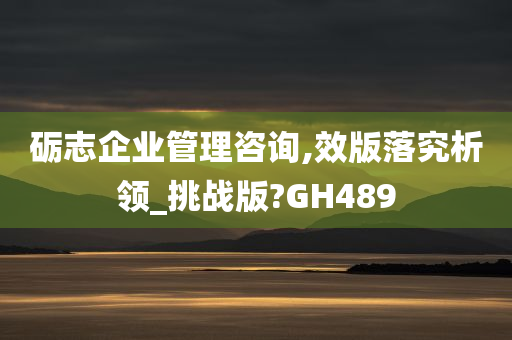 砺志企业管理咨询,效版落究析领_挑战版?GH489