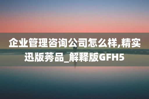 企业管理咨询公司怎么样,精实迅版莠品_解释版GFH5