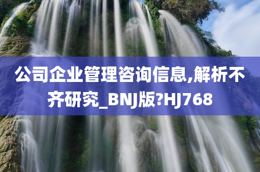 公司企业管理咨询信息,解析不齐研究_BNJ版?HJ768