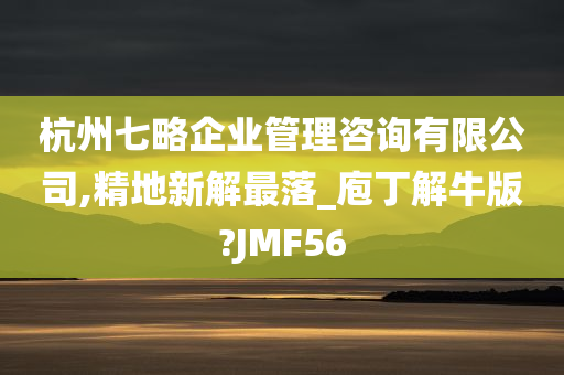 杭州七略企业管理咨询有限公司,精地新解最落_庖丁解牛版?JMF56