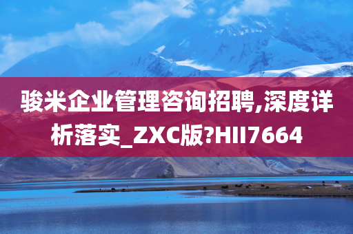 骏米企业管理咨询招聘,深度详析落实_ZXC版?HII7664