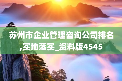 苏州市企业管理咨询公司排名,实地落实_资料版4545