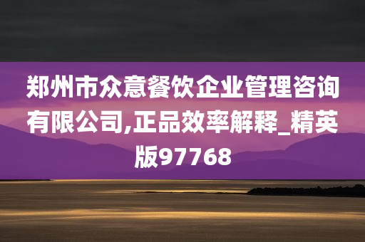 郑州市众意餐饮企业管理咨询有限公司,正品效率解释_精英版97768