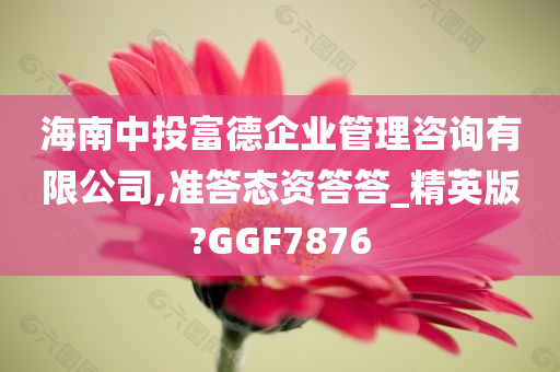 海南中投富德企业管理咨询有限公司,准答态资答答_精英版?GGF7876