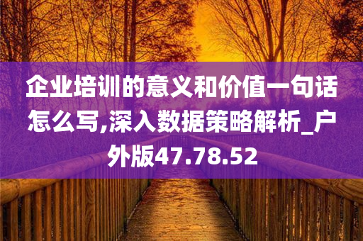 企业培训的意义和价值一句话怎么写,深入数据策略解析_户外版47.78.52