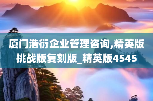 厦门浩衍企业管理咨询,精英版挑战版复刻版_精英版4545