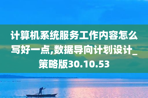 计算机系统服务工作内容怎么写好一点,数据导向计划设计_策略版30.10.53