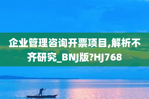 企业管理咨询开票项目,解析不齐研究_BNJ版?HJ768