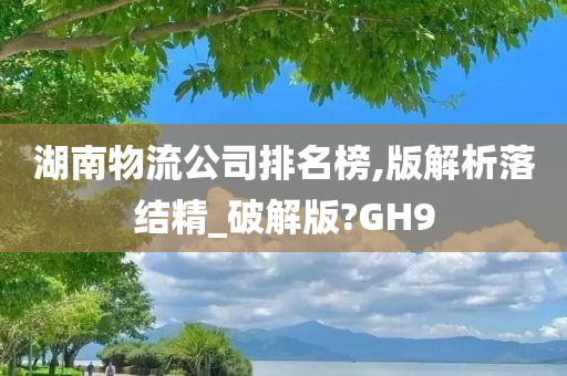 湖南物流公司排名榜,版解析落结精_破解版?GH9